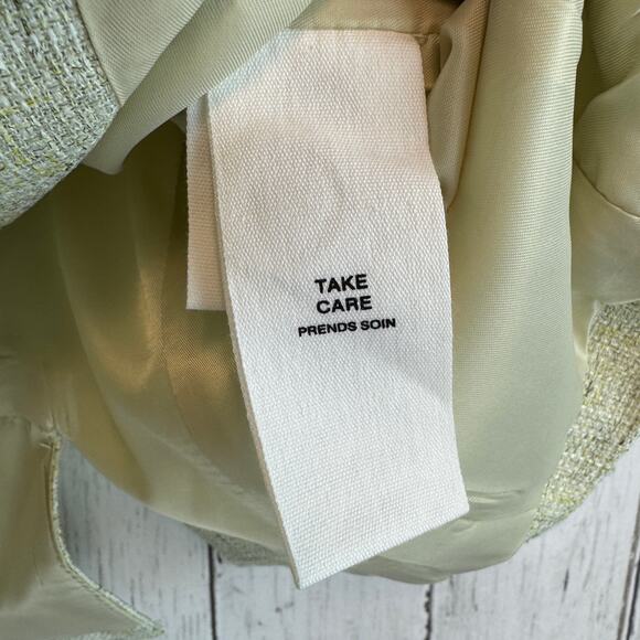 Avec Les Filles Green Textured Tweed Suit Vest Fringe Pockets V-Neck Size Small - Picture 4 of 13